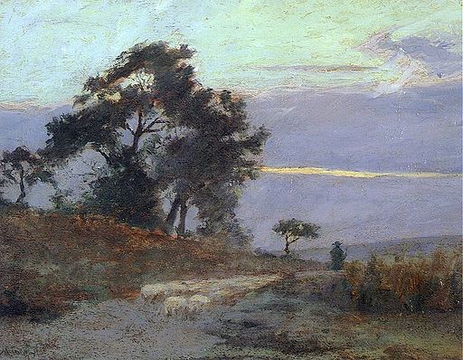 Maksymilian Gierymski, Krajobraz o świcie. olej na płótnie, 1869. Domena publiczna, Wikimedia Commons.